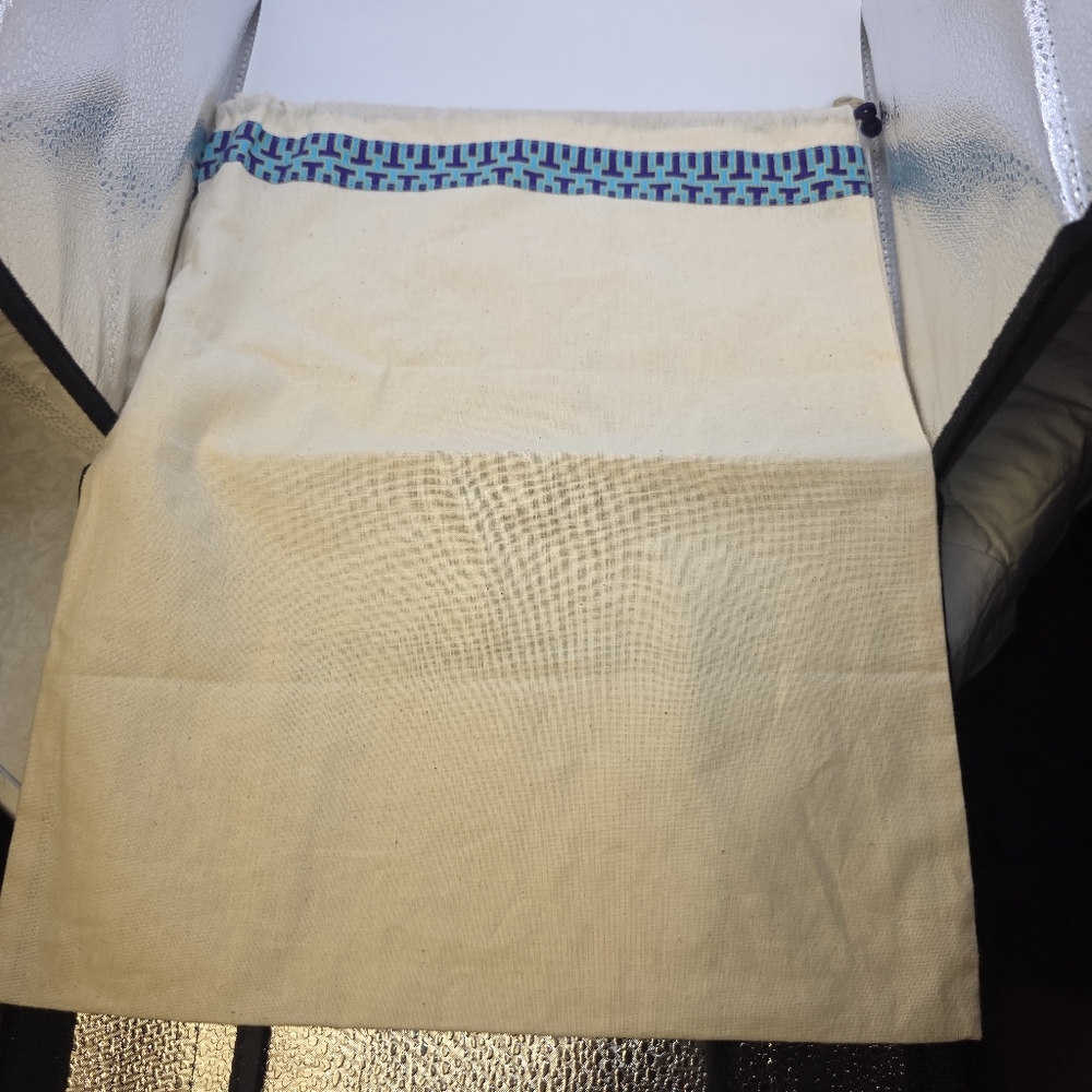 Tory Burch Canvas Dust Bag 13x13 Logo Drawstring Storage - Picture 4 of 6